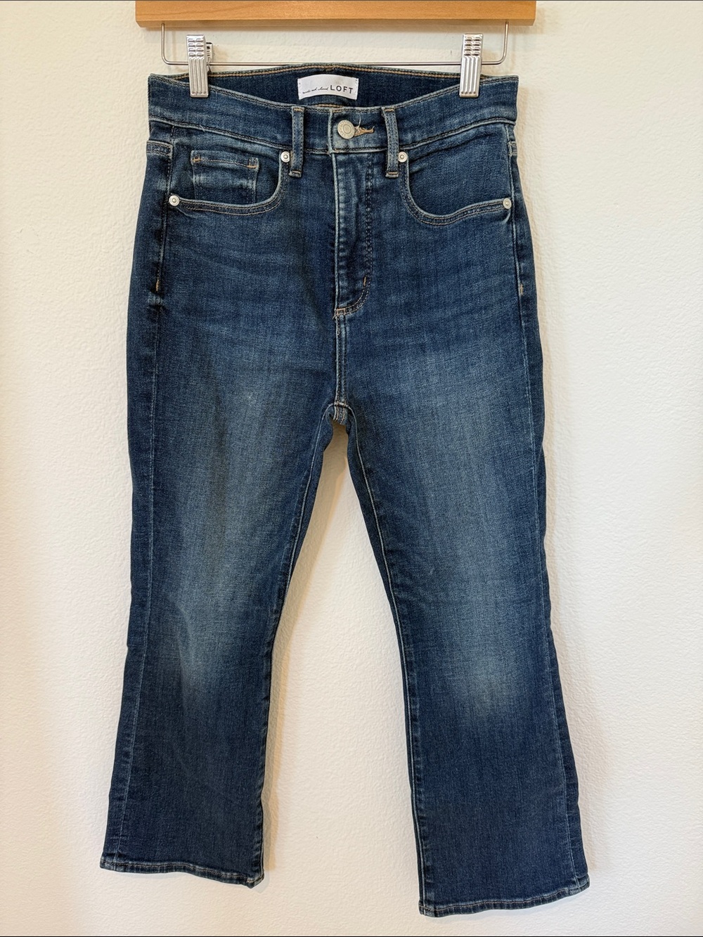 LOFT Women's Boot Cut Jeans in Dark Blue 2/26